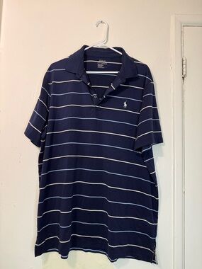Polo Ralph Lauren Performance Navy Striped Pro Fit Golf Polo Size XL